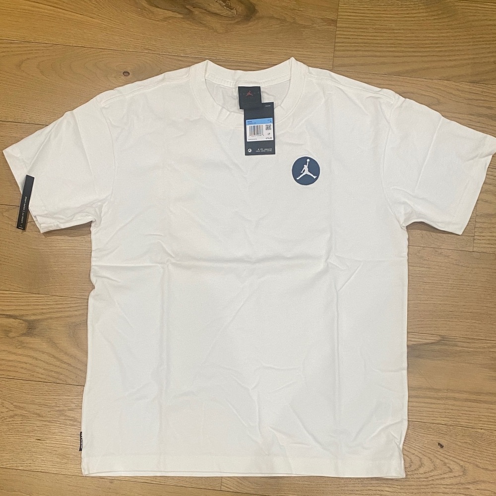 Jordan White Tee with Blue Logo